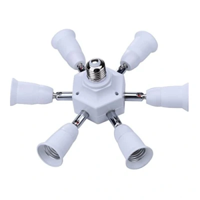 Image of FINELED 7 in 1 E27 E26 Socket Adapter Splitter,E26 Universal lamp Holder with 360 Degrees Adjustable 180 Degree Bending