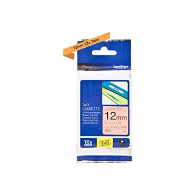 Image of BROTHER, TZe B31 Labelling Tape Cassette, Black on Fluorescent Orange, 12 mm (W) x 5 m (L), Laminated, Brother Genuine Supplies