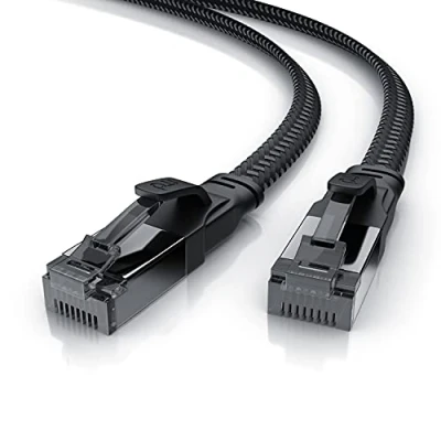 Image of CSL 0,25m Cat 8 Ethernet Cable Gigabit Lan Network RJ45 High Speed Patch Cord Flat 40Gbps 2000Mhz/s U FTP PIMF For POE Switch PS5 PS4 WiFi Router Modem Panel Smart TV