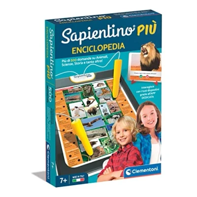 Image of Clementoni Sapientino più Interactive Encyclopedia, Educational Game with Talking Pens Children 7+ Years, Quiz on Animals, Human Body, Dinosaurs and Sciences, Made in Italy, Italian Language, 16728