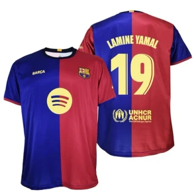 Image of Futbol Club Barcelona Lamine Yamal 19 Home Shirt Season 2024/2025 Official Replica with Licence Adult, blue and red, L