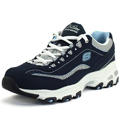 Image of Skechers Women&#039;s D&#039;lites biggest Fan Fashion Sneaker, Navy and White, 8.5 UK