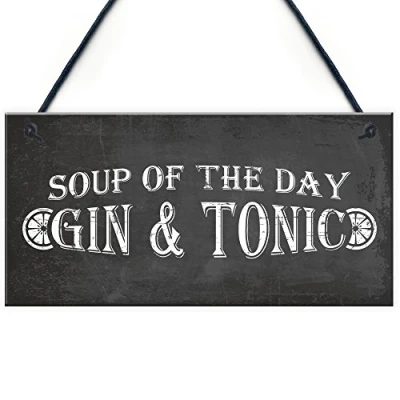 Image of RED OCEAN Gin &amp; Tonic Garden Home Bar Pub Plaque Funny Alcohol Sign Friendship Gift For Him Her