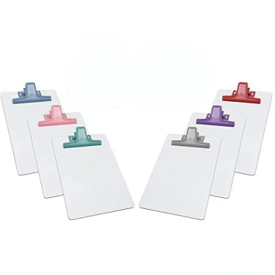 Image of Acrimet White Clipboard Memo Size A5 (23 cm x 16 cm) Premium Metal Clip (Hardboard) (Assorted Color Clip) (6 Pack)
