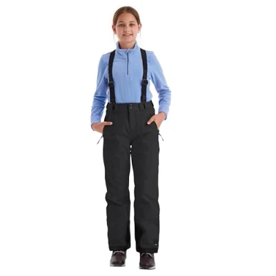 Image of Killtec Girls&#039; Ski Trousers with Removable Bib and Edge Protection, Girls 242, Black, 140, 43402 000