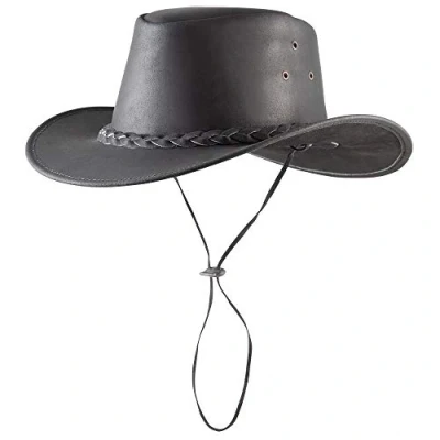 Image of PFIFF Utah 101004 Western Hat, Cowhide Leather, Cowboy Black, M (58 cm)