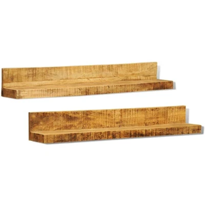 Image of vidaXL Display Shelf 2 pcs Solid Wood Wall Mounted