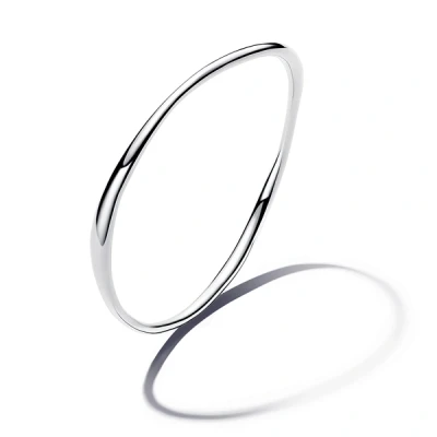 Image of Pandora Silver Organically Shaped Bangle 17cm
