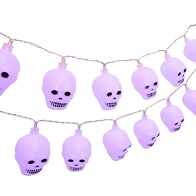 Image of Christmas Concepts® 20 Hallowen Skull Lights With Blue LED 1.4m Length Battery (L237)