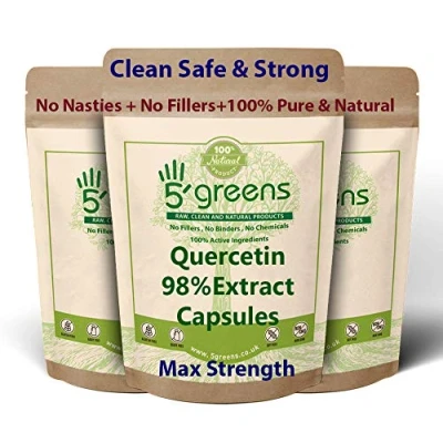 Image of Quercetin 500mg Capsules 98% Extract 120 Vegetarian Capsules, 100% Natural NO Chemicals OR SYNTHEIC FILLERS BINDERS