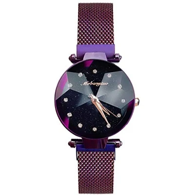 Image of RORIOS Women Watches Analogue Quartz Starry Sky Dial with Stainless Steel Mesh Band Fashion Dress Wrist Watch for Ladies Girls