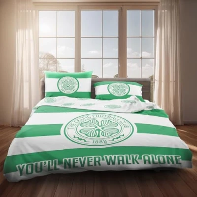 Image of The Gift Scholars Officially Licensed Celtic FC Double Bedding Set Reversible and Includes Pillowcase Perfect For Kids Bhoys Wee Lasses