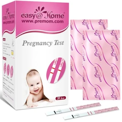Image of Easy@Home 20 Pregnancy Test Strips for Early Detection 10 MIU/ml Width of 5mm