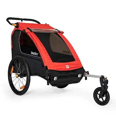 Image of Burley Honey Bee Kids Bike Trailer &amp; Stroller, Red/Black/White, Double
