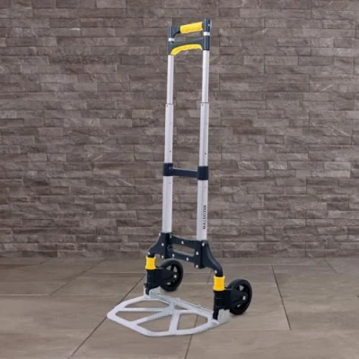 Image of Bulldozer 70kg Load Capacity Foldable Hand Truck Trolley Height Adjustable, Adjustable Soft Grip Handle, Folding Toe Plate, Compact Aluminium Frame, Lightweight Design (98.5x41cm)
