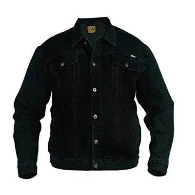 Image of Duke Men&#039;s Kingsize Big &amp; Tall Western Style Trucker Denim Jacket Black 4XL