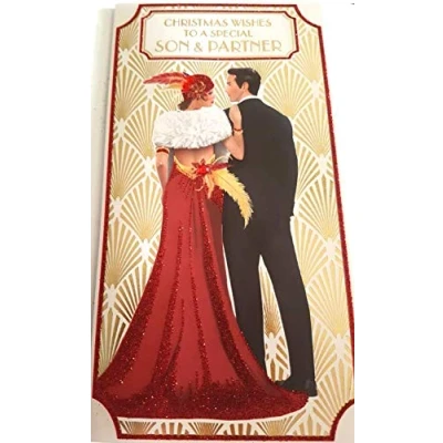 Image of Art Deco Son &amp; Partner Glittered Christmas Card