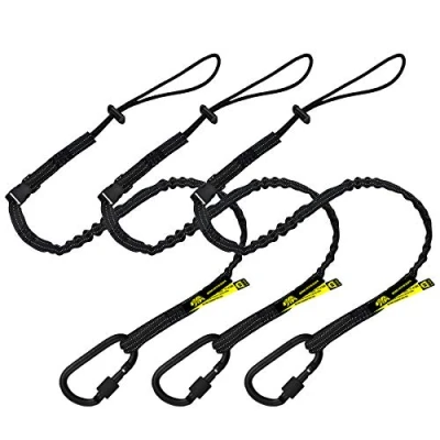 Image of BearTOOLS Interchangeable Quick Switch Tool Safety Lanyard 3 in 1 Fall Protection Aluminium Screw Lock Twin Locking Attachments Ultra Sturdy (Black 10PK)