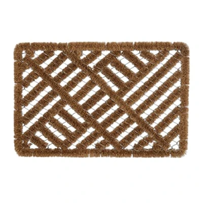 Image of Relaxdays Shoe Scraper, Wire Mesh Mat, Dirt Trapper, Doormat Coir &amp; Metal, Indoor Outdoor, HxD: 40 x 60 cm, Natural