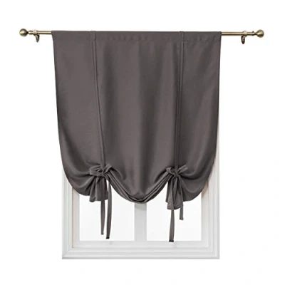 Image of ele ELEOPTION Tie Up Simple Blackout Curtain, Rod Pocket Thermal Insulated Room Darkening Roman Shade for Bedroom Living Kitchen Small Window (Dark Gray, 120x120cm)