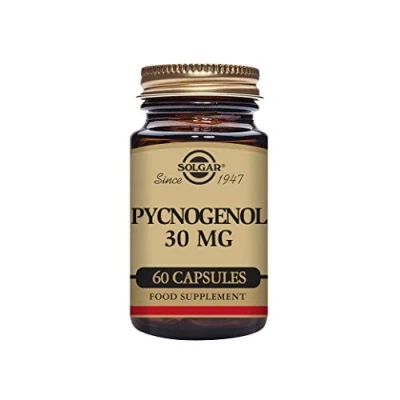 Image of Solgar Pycnogenol 30mg Vegetable Capsules Pack of 60 Vitamin C Derived From Pine Bark Vegan, Kosher and Gluten Free