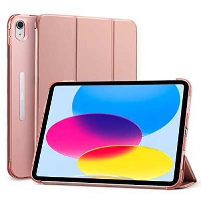 Image of ESR iPad 10th Generation Case 2022 10.9 Inch, Ascend Trifold Case, Auto Sleep and Wake, Stand, Lightweight Hard Back Cover, Frosted Rose Gold