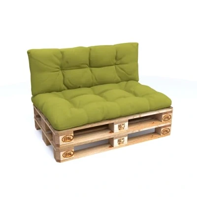 Image of POKAR Euro Pallet Quilted Pillow Set of 2: Seat Cushion 120 x 80cm + Back 40cm, Garden Pillows Sofa, Patio, Without Pallets, Lime