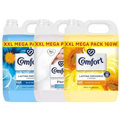 Image of Pick and Mix Any 2 Comfort XXL Mega Pack Fabric Conditioner with 100 Days of Long Lasting Fragrance Softness Intense Liquid Softener 160 Washes, 5L