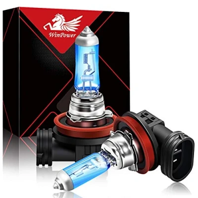 Image of WinPower H8 12V 100W Bulb Halogen 5000K Warm White for Car Fog Light/Motorbike Headlight Bulb, 2 Pieces
