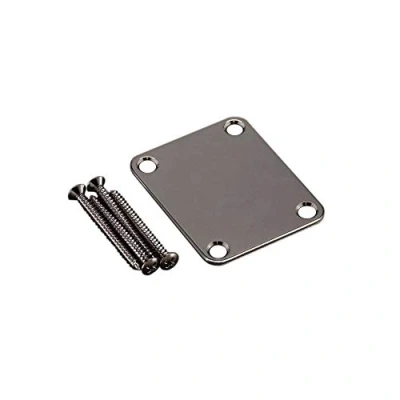 Image of Gotoh Replacement 4 Hole Neckplate with Mounting Screws Black Chrome (Cosmo)