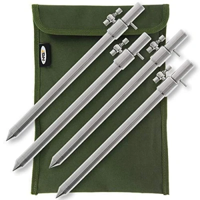 Image of DNA NGT Carp/Coarse Fishing 4x 20 35cm Extendable Stainless Steel Bank Stick Set with Included Nylon Storage Pouch