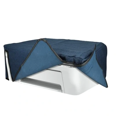 Image of kwmobile Linen Dust Cover Compatible with HP DeskJet 4120e / 4155e Printer Protection Blue Grey
