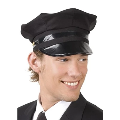 Image of Magic Box Black Peaked Cap Drivers Chauffeurs Hat