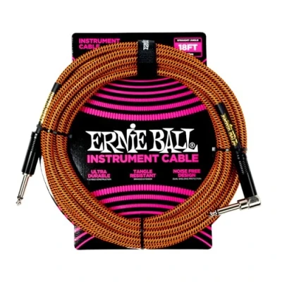 Image of Ernie Ball Braided Instrument Cable Straight/Angle 18ft Pumpkin Pie