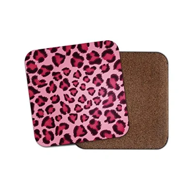 Image of 1 x Pink Leopard Print Coaster Girls Mum Sister Auntie Pretty Fun #13087