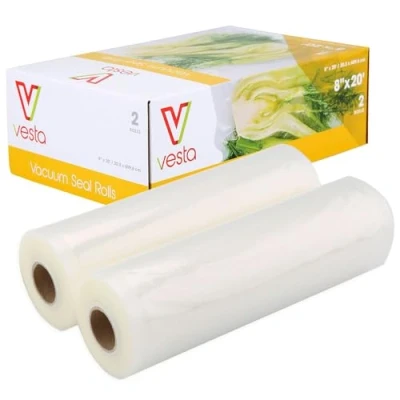 Image of Vacuum Seal Rolls by Vesta Precision Extends Freshness Freeze, Refrigerate, Microwave BPA, Lead, and Phthalate Free Embossed Clear 2 per Box (20x600 cm)
