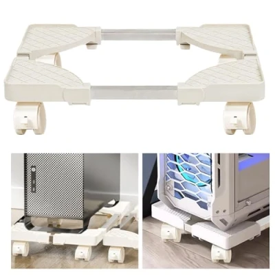 Image of SPORWAY CPU Stand PC Stand: Computer Holder Universal Adjustable with 4 Wheels, Under Desk Tower Cart for Case Main Frame (White)