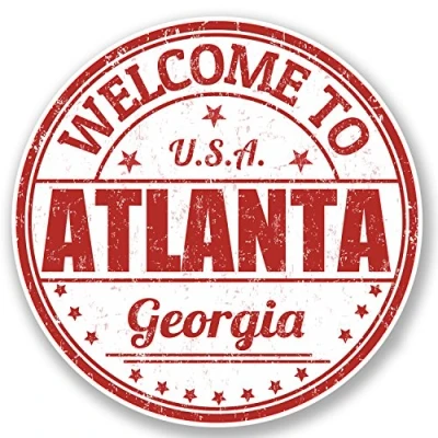 Image of 2 x 10cm Atlanta USA Vinyl Sticker Bike Laptop Car Travel Luggage Tag Gift #5211 (10cm 10cm)