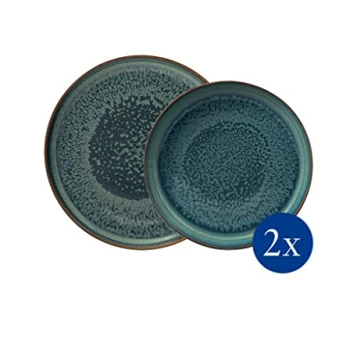 Image of Villeroy &amp; Boch Plate Set Crafted Breeze Grey Blue 4 Piece