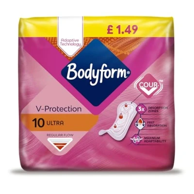 Image of Bodyform V Protection Regular Ultra Sanitary Towels 10 Pack
