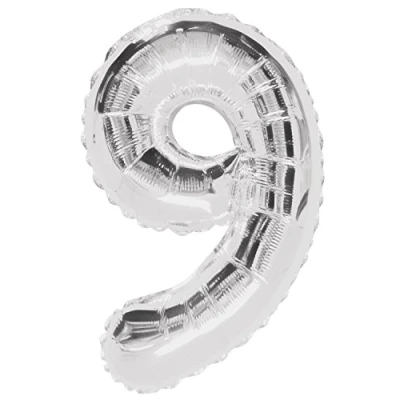 Image of Unique Party 55759 34&quot; Giant Silver Foil Number 9 Balloon