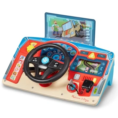 Image of Melissa &amp; Doug Paw Patrol Wooden Dashboard and Steering Wheel, Rescue Mission with Skye, Rubble, Marshall, Chase, Educational Game, 3+ Years, Gift for Boys Girls (English Version)