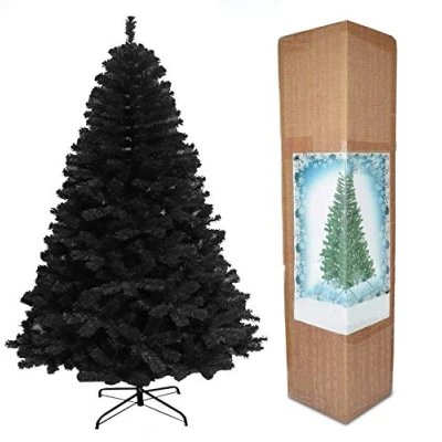 Image of SHATCHI Alaskan Pine Black/Green/White Christmas Bushy Looking Artificial Tree with Metal Stand Xmas Home Décor, PVC, 10Ft/300CM