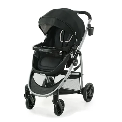 Image of Graco Modes Pramette Stroller, Baby Stroller with True Pram Mode, Reversible Seat, One Hand Fold, Extra Storage, Child Tray, Pierce