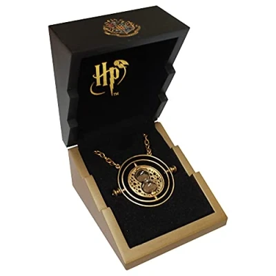 Image of The Noble Collection Harry Potter Hermione’s Time Turner Gold Plated Sterling Silver Pendant with 18&quot; Chain &amp; Display Box Officially Licensed Film Movie Props