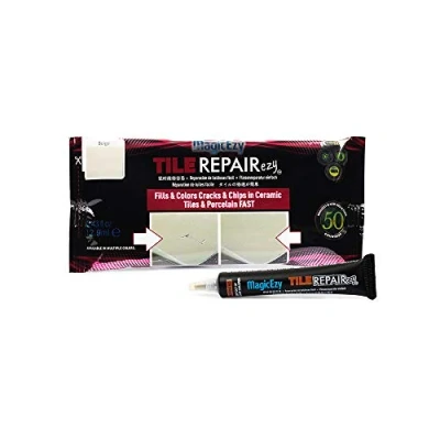 Image of MagicEzy Tile RepairEzy (Beige) Ceramic Chip Repair Filler Porcelain Crack Kit Gap Putty Bathroom Floor Tiles, Counter Tops Wall Touch Up Pen