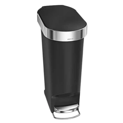 Image of simplehuman CW1390 40L Slim Kitchen Pedal Bin with Liner Rim, Silent Soft Close Lid, Black Plastic, W 51.30cm x H 61.50cm D 26.00cm