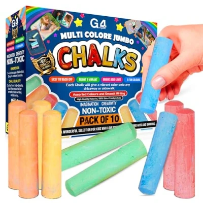 Image of G4GADGET 10 x Jumbo Children Pavement Chalk Playground School Kids Blackboard Chalks