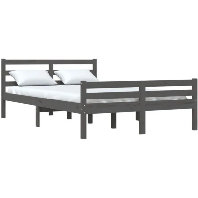 Image of vidaXL Bed Frame without Mattress Grey Solid Wood 140x200 cm