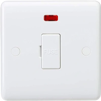 Image of KnightsBridge Curved Edge 13A Fused Spur Unit with Neon and Flex Outlet from Base